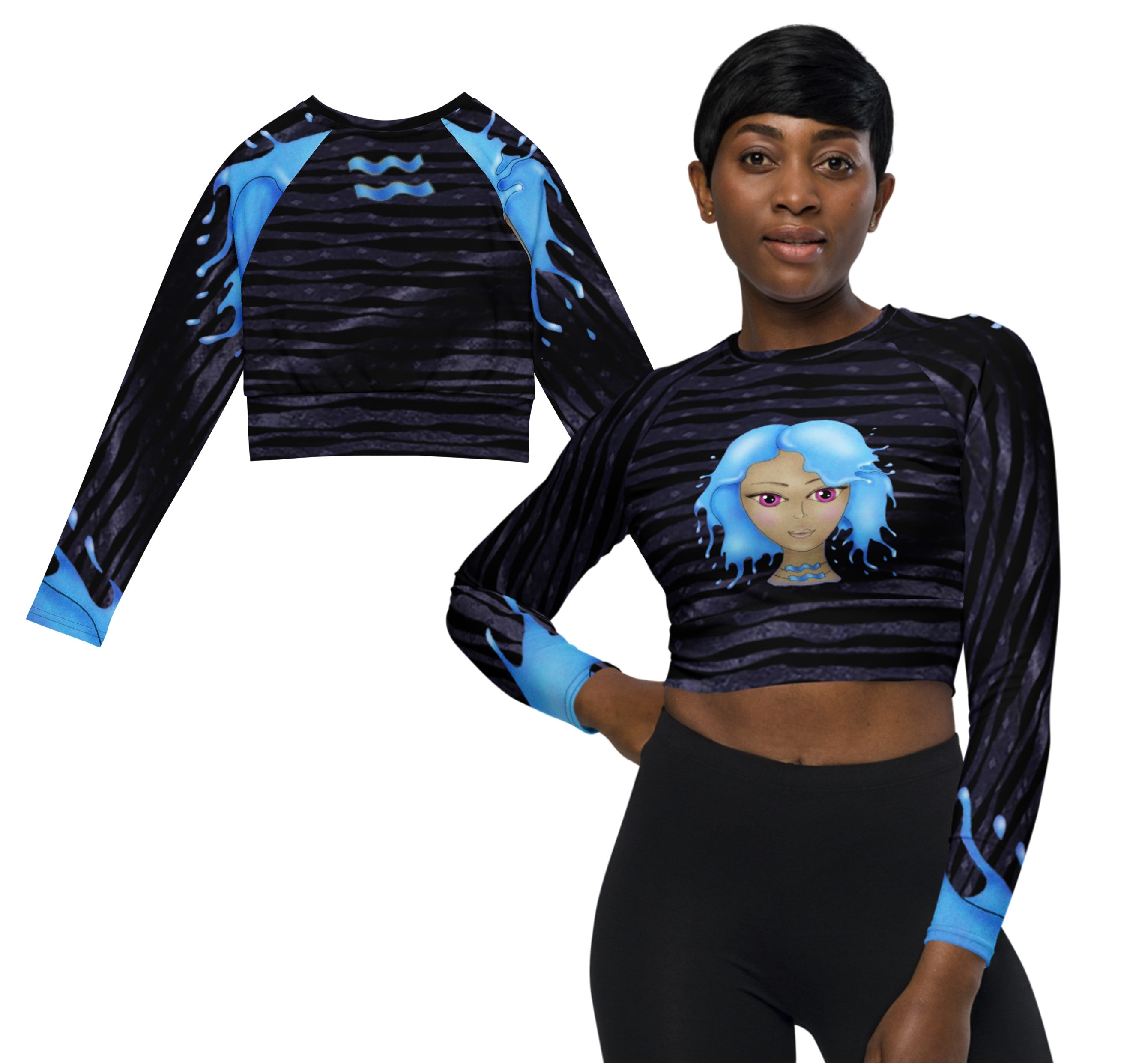 acquarius-cropped-gym-long-sleeved-girls-top-black-zodiac-art-cosmic-aqua-wickedyo1